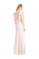 Bateau Neck Long Stretch Crepe Pink Cap Sleeves Formal Dress / Bridesmaid Dress Darwin