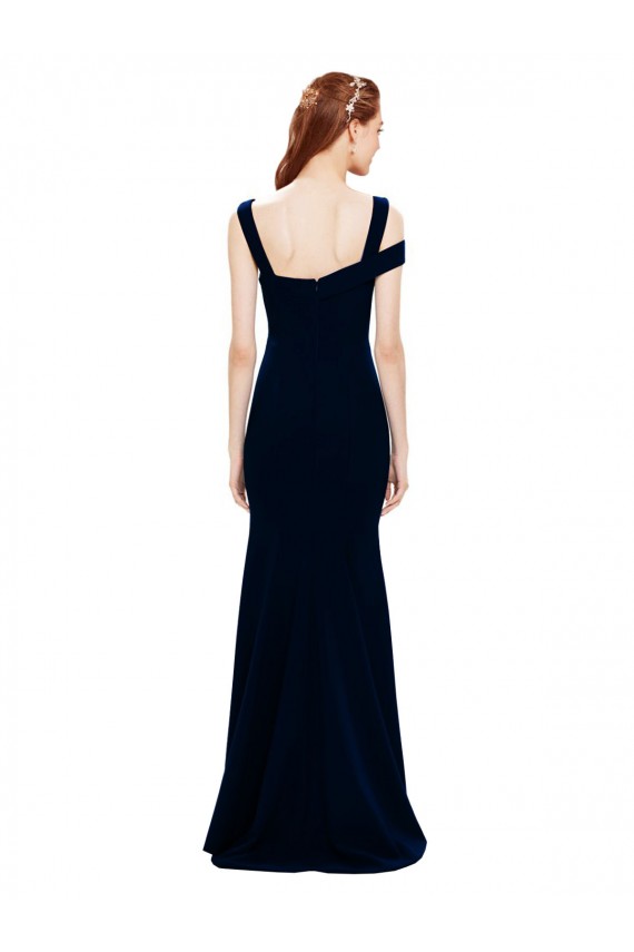 Off the Shoulder Long Stretch Crepe Dark Navy Sleeveless Formal Evening Gown / Prom Dress / Bridesmaid Dress Darwin