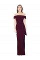 Off the Shoulder Long Stretch Crepe Burgundy Gold Sleeveless Formal Evening Gown / Prom Dress / Bridesmaid Dress Darwin