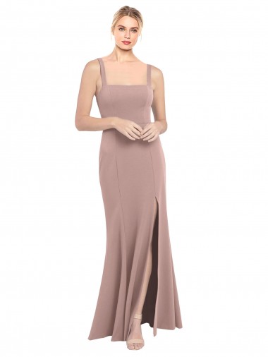 High Neck Long Stretch Crepe Dusty Pink Sleeveless Prom Dress / Bridesmaid Dress Darwin