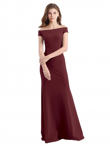 High Neck Long Stretch Crepe Burgundy Gold Sleeveless Prom Dress / Bridesmaid Dress Darwin