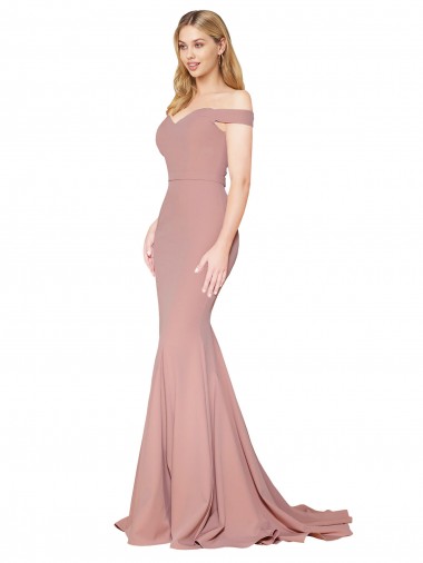 High Neck Sweep Train Stretch Crepe Dusty Pink Sleeveless Formal Evening Gown / Prom Dress / Bridesmaid Dress Darwin