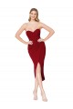 High Neck Knee Length Stretch Crepe Burgundy Sleeveless High Low Evening Gown / Prom Dress / Bridesmaid Dress Darwin