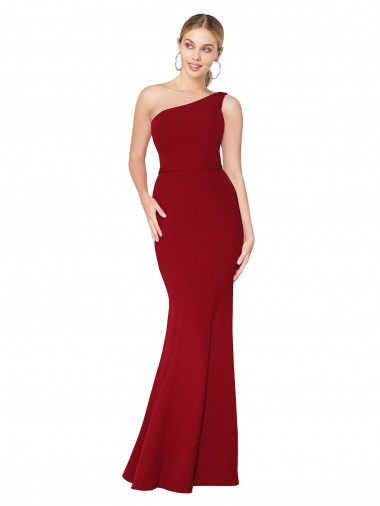 High Neck Long Stretch Crepe Burgundy Sleeveless Formal Evening Gown / Prom Dress / Bridesmaid Dress Darwin