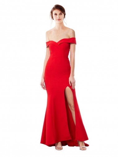 High Neck Long Stretch Crepe Red Sleeveless Formal Evening Dress / Prom Dress / Bridesmaid Dress Darwin