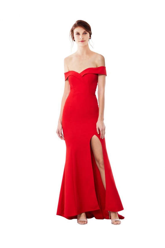 High Neck Long Stretch Crepe Red Sleeveless Formal Evening Dress / Prom Dress / Bridesmaid Dress Darwin