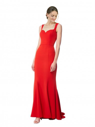 High Neck Long Stretch Crepe Red Sleeveless Formal Evening Gown / Prom Dress / Bridesmaid Dress Darwin