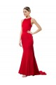 High Neck Long Stretch Crepe Red Sleeveless Formal Evening Gown / Bridesmaid Dress Darwin