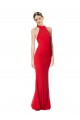 High Neck Long Stretch Crepe Red Sleeveless Prom Dress / Bridesmaid Dress Darwin