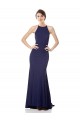 High Neck Long Stretch Crepe Navy Blue Sleeveless Bridesmaid Dress / Formal Dress Darwin