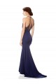 High Neck Long Stretch Crepe Navy Blue Sleeveless Bridesmaid Dress / Formal Dress Darwin