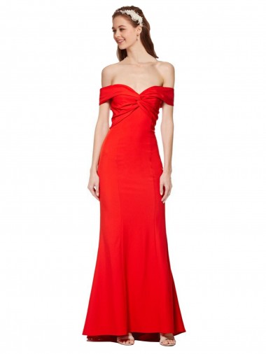 High Neck Long Stretch Crepe Red Sleeveless Bridesmaid Dress / Formal Dress Darwin