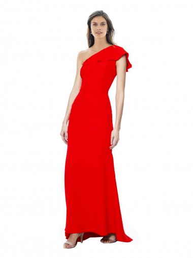 High Neck Long Stretch Crepe Red Sleeveless Formal Dress / Bridesmaid Dress Darwin