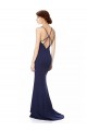 High Neck Long Stretch Crepe Navy Blue Sleeveless Formal Evening Gown / Prom Dress / Bridesmaid Dress Darwin