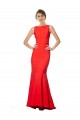 High Neck Long Stretch Crepe Red Sleeveless Bridesmaid Dress / Evening Gowns Darwin