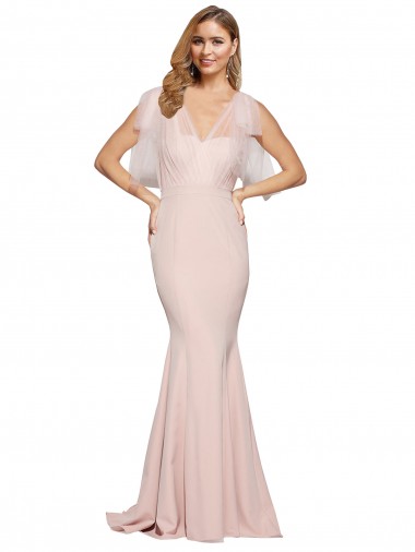 Sweetheart Long Stretch Crepe & Tulle Mauve Sleeveless Formal Dress / Bridesmaid Dress Darwin