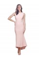 High Neck Midi Length Stretch Crepe Pink Sleeveless High Low Evening Gown / Prom Dress / Bridesmaid Dress Darwin