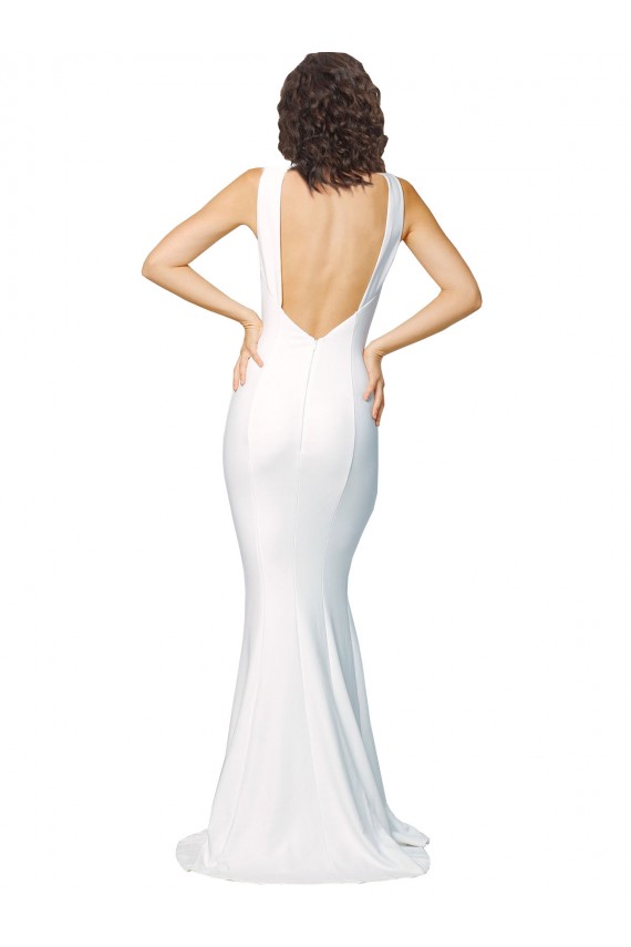 High Neck Long Stretch Crepe Ivory Sleeveless Formal Evening Gown / Prom Dress / Bridesmaid Dress Darwin