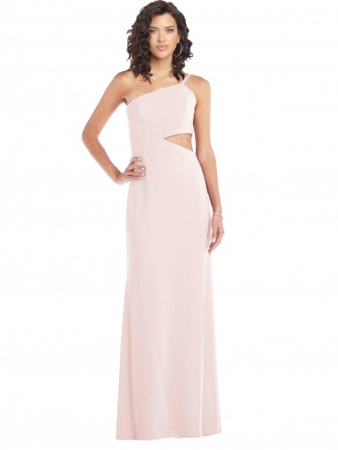 One Shoulder Long Stretch Crepe Pink Sleeveless Formal Evening Gown / Prom Dress / Bridesmaid Dress Darwin