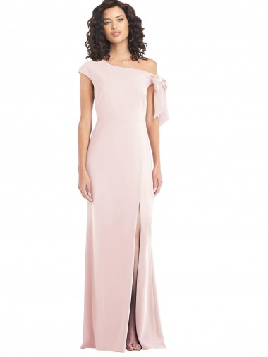 Off the Shoulder Long Stretch Crepe Pink Cap Sleeves Formal Evening Gown / Prom Dress / Bridesmaid Dress Darwin