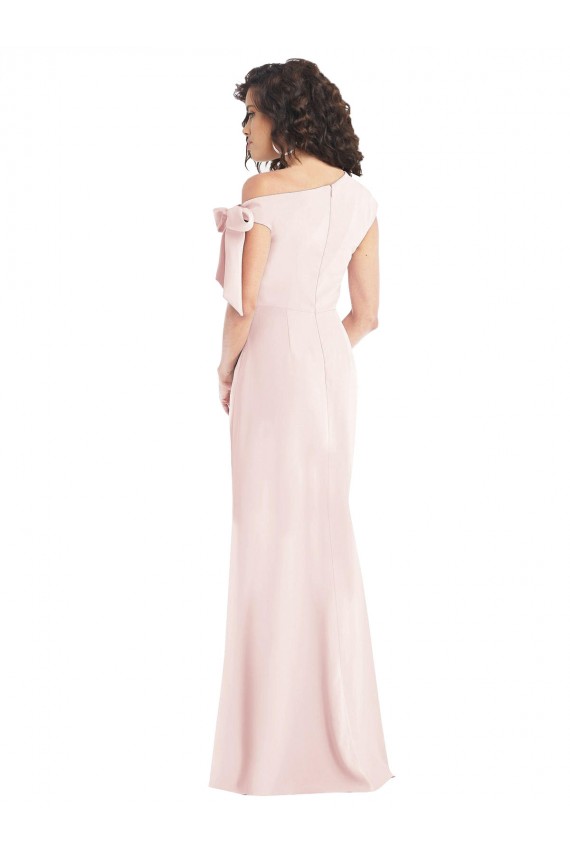 Off the Shoulder Long Stretch Crepe Pink Cap Sleeves Formal Evening Gown / Prom Dress / Bridesmaid Dress Darwin