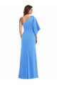 One Shoulder Long Stretch Crepe Peacock Blue Bell Sleeves Semi Formal Evening Dress / Prom Dress / Bridesmaid Dress Darwin