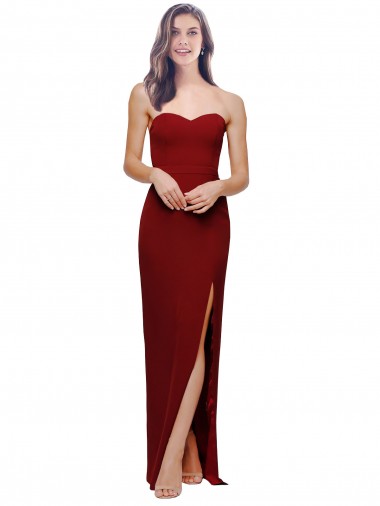 Sweetheart Long Stretch Crepe Burgundy Sleeveless Bridesmaid Dress / Evening Dress Darwin