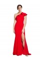 One Shoulder Sweep Train Stretch Crepe Red Sleeveless Semi Formal Evening Dress / Prom Dress / Bridesmaid Dress Darwin