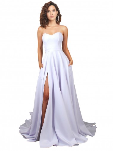 Sweetheart Long Stretch Crepe White Sleeveless Beach Wedding Dress Darwin