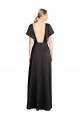 V-Neck Long Stretch Satin Black Cap Sleeves Bridesmaid Dress / Evening Dress Darwin