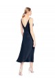 V-Neck Midi Length Stretch Satin Dark Navy Sleeveless Formal Evening Gown / Prom Dress / Bridesmaid Dress Darwin