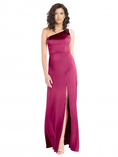 One Shoulder Long Stretch Satin Fuchsia Sleeveless Formal Evening Gown / Prom Dress / Bridesmaid Dress Darwin