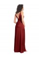 V-Neck Long Stretch Satin Burgundy Sleeveless Formal Dress / Bridesmaid Dress Darwin