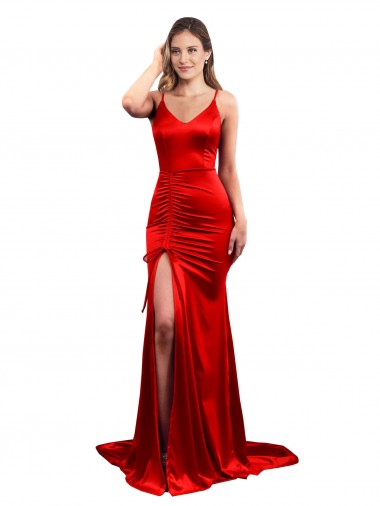 Sweetheart Long Stretch Satin Red Sleeveless Evening Dress / Bridesmaid Dress Darwin