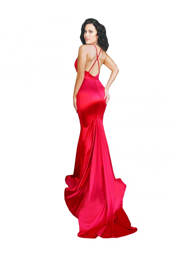 Sweetheart Long Stretch Satin Red Sleeveless Formal Evening Gown / Prom Dress / Bridesmaid Dress Darwin