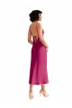 V-Neck Midi Length Stretch Satin Fuchsia Sleeveless Formal Evening Gown / Prom Dress / Bridesmaid Dress Darwin