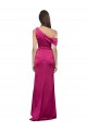 One Shoulder Long Stretch Satin Fuchsia Sleeveless Bridesmaid Dress / Evening Dress Darwin