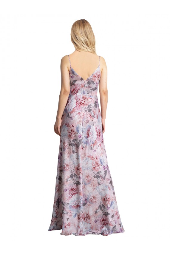 Cowl Neck Long Stretch Satin & Floral Sleeveless Formal Evening Gown / Bridesmaid Dress Darwin