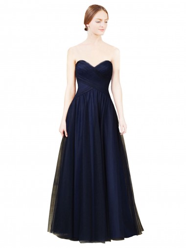 Strapless Long Tulle Dark Navy Sleeveless Bridesmaid Dress / Evening Dress Darwin