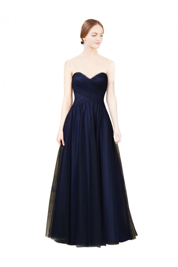 Strapless Long Tulle Dark Navy Sleeveless Bridesmaid Dress / Evening Dress Darwin