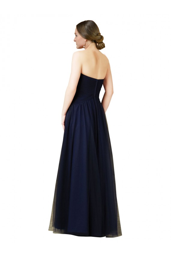 Strapless Long Tulle Dark Navy Sleeveless Bridesmaid Dress / Evening Dress Darwin