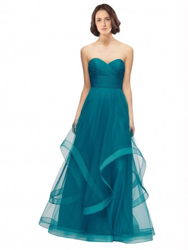 Strapless Long Tulle Turquoise Sleeveless Bridesmaid Dress Darwin