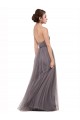 Spaghetti Straps Long Tulle Pewter Sleeveless Bridesmaid Dress Darwin