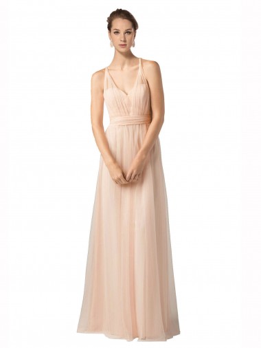 Sweetheart Long Tulle Nude Sleeveless Bridesmaid Dress / Evening Dress Darwin