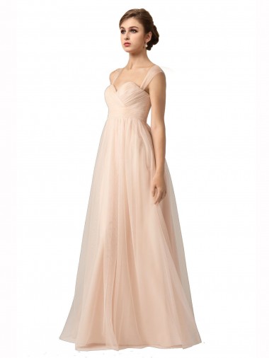 Sweetheart Long Tulle Nude Sleeveless Bridesmaid Evening Gowns Darwin