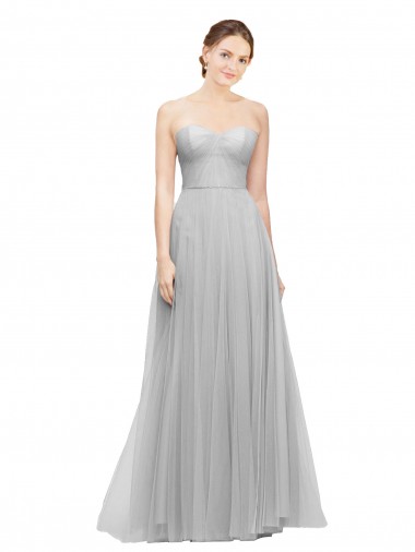 Sweetheart Long Tulle Silver Sleeveless Bridesmaid Dress Darwin