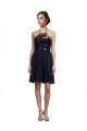 Halter Neck Knee Length Tulle Black Sleeveless Bridesmaid Gown Darwin