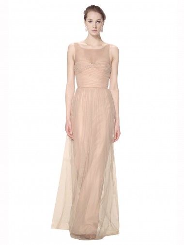 High Neck Long Tulle Blush Sleeveless Bridesmaid Dress Darwin