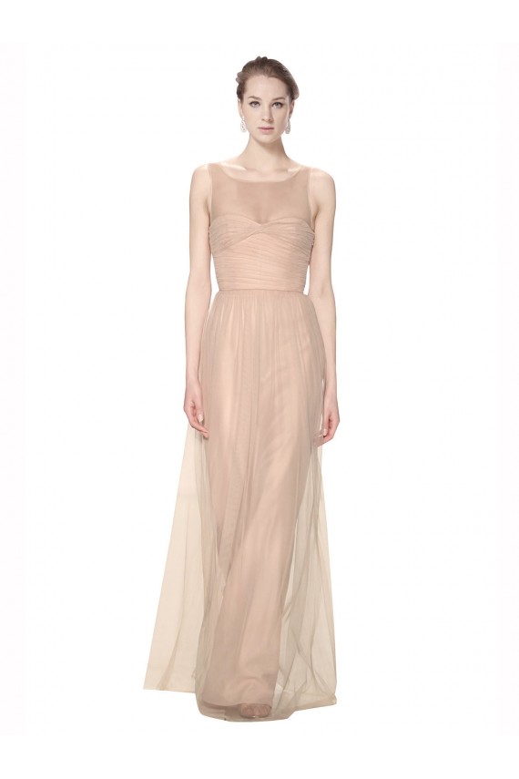 High Neck Long Tulle Blush Sleeveless Bridesmaid Dress Darwin