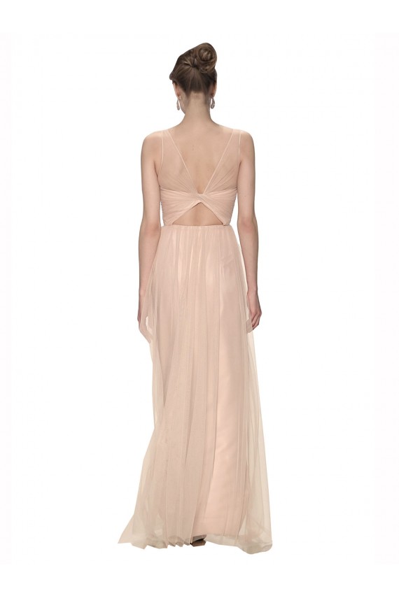 High Neck Long Tulle Blush Sleeveless Bridesmaid Dress Darwin